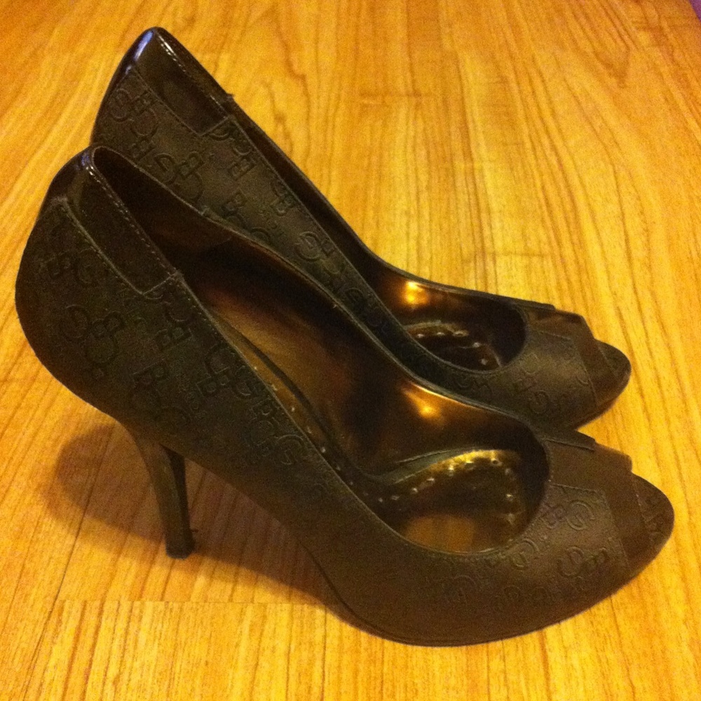 BCBG Girls Brown Peep-Toe High Heels - Picture 2 of 3